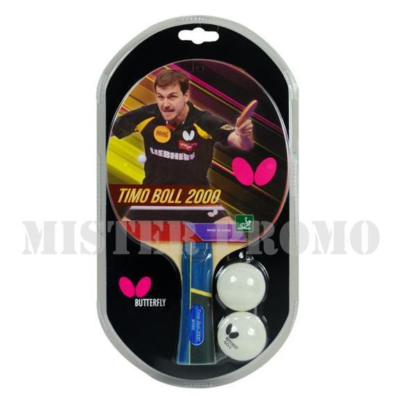 Bet BUTTERFLY Timo Boll 2000 + Bola Bat Tenis Meja Pingpong