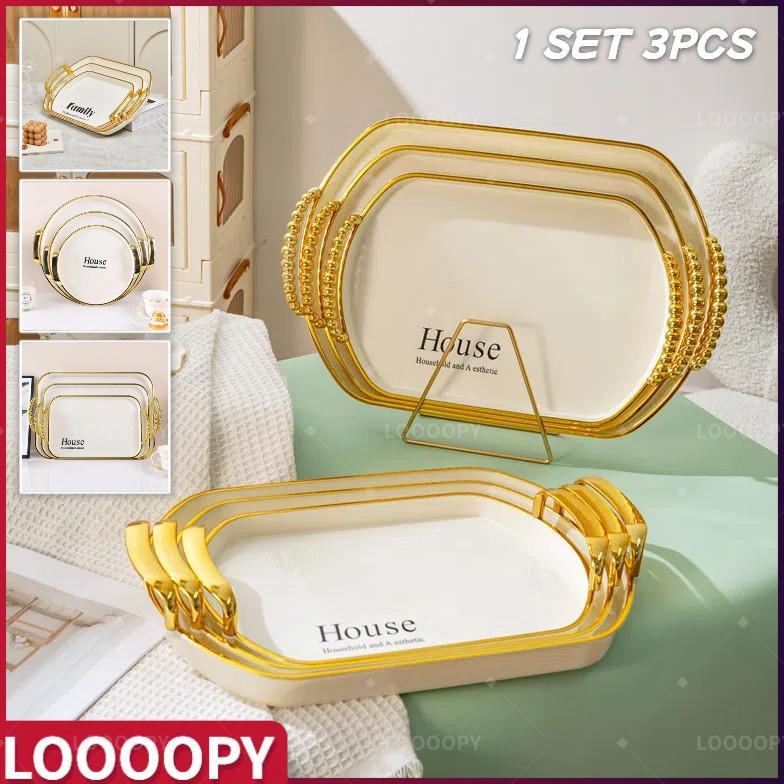 LOOOOPY 1 SET Nampan Tray Baking Amp Anesthetic Serbaa/Nordic Luxury Tray/Dekorasi Nampan Tray Mewah