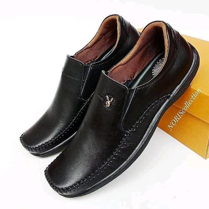 Sepatu Santai Pria Kulit Asli Sepatu Kasual Pria Kulit Asli Hitam Flat Shoes Casual Kerja