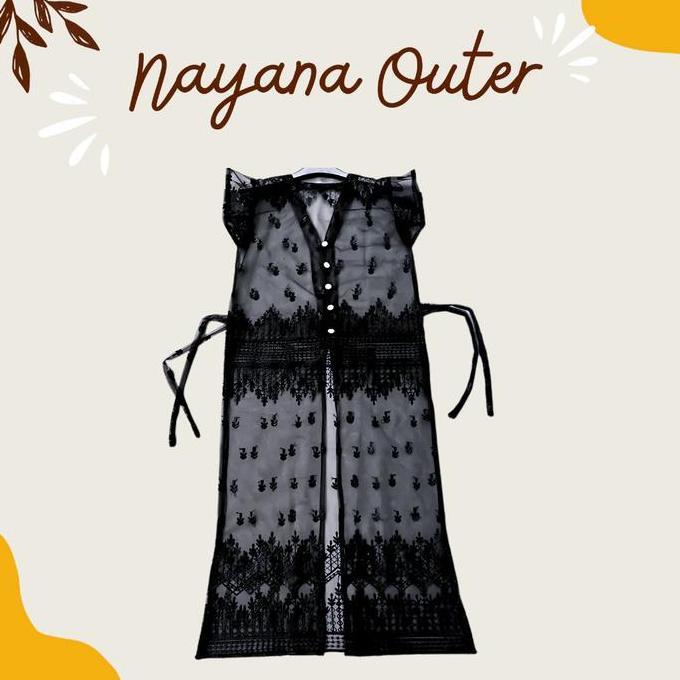 Nayana Baju Outer Brokat Hitam Wanita | Elegan Model Kekinian - LW001