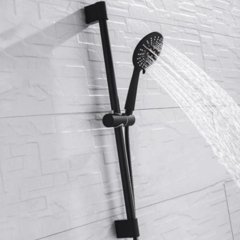 Shower set tiang stainless black/black-shower mandi-shower set