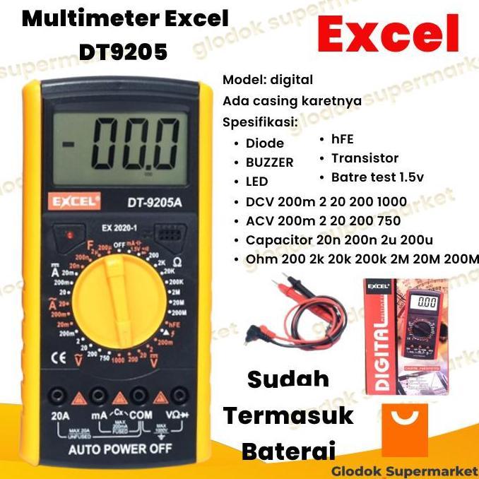 Multimeter Excel DT9205A Multitester Digital DT 9205A Tester Besar DT-9205A Avometer