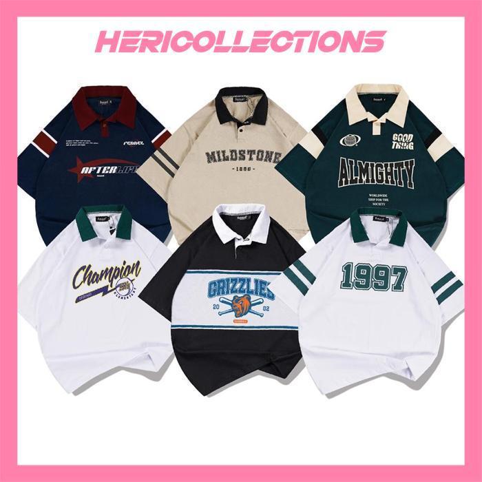 Y-76 [N01220] T-Shirt Oversize Rugby Lengan Pendek Motif Champion Tna Y-76