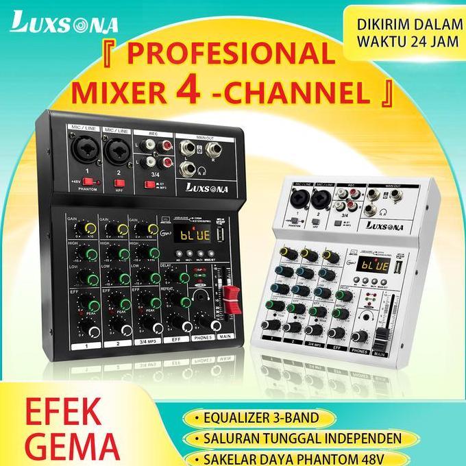 Bahreee_ - Audio Mixer /Mixer 4 Channel / Kp4 Professional Mixer Mini/ Amplifier Bluetooth Mini Mixe