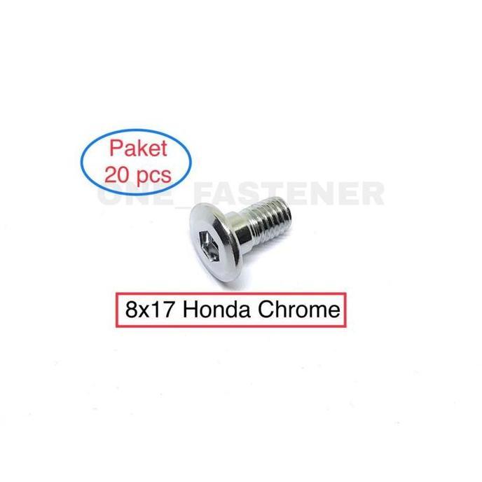 20 Pcs Baut Disc Cakram Piringan 8X17 Honda Chrome L6 M8X17 Beat Vario Matic Premium