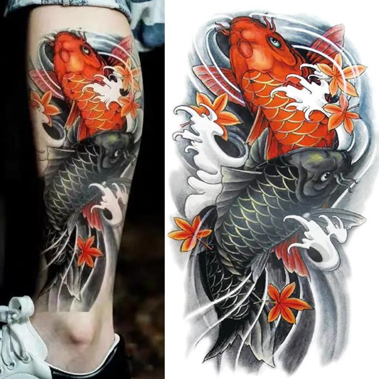 tatto temporer ikan koi keberuntungan 3D tahan lama anti air