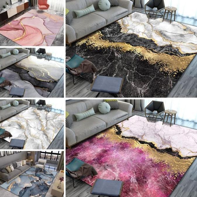 HL0599 KARPET LANTAI POLYESTER 200 X 150 CM KARPET BESAR KARPET RUMAH KARPET MOTIF MARBLE ESTETIK KA
