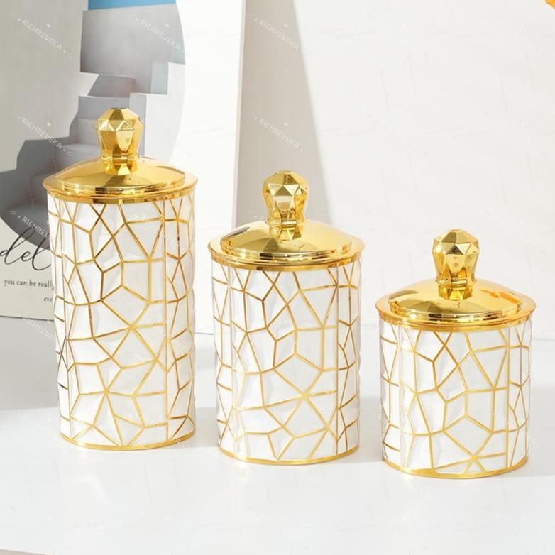 Toples  Mewah Aklirik Kedap Udara Emas/Toples Mewah Aesthetic Toples Snack Emas Toples Akrilik Kedap