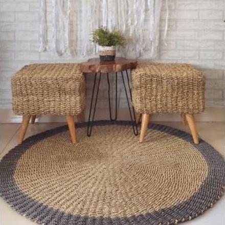 PO Rug Seagrass 150 cm List Grey / Karpet Anyaman Seagrass / Karpet murah
