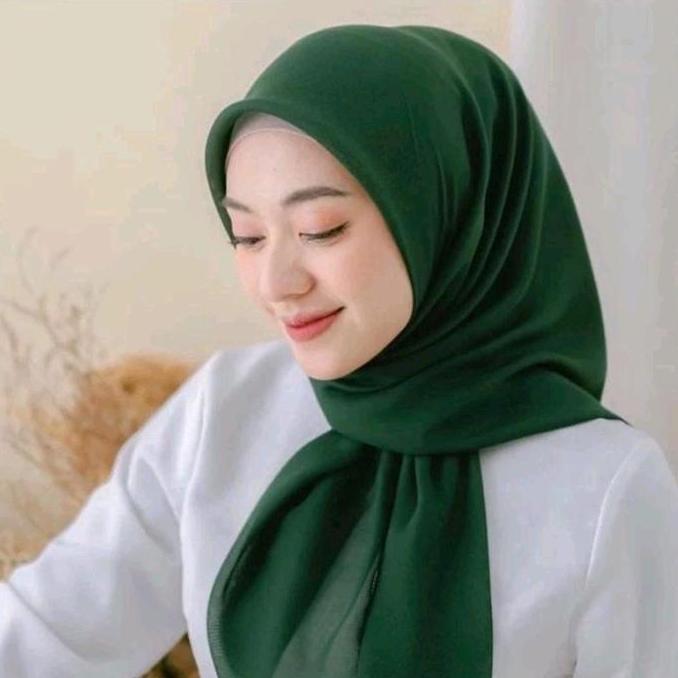 Krudung Segi empat Hijau Botol Jilbab Hijau botol