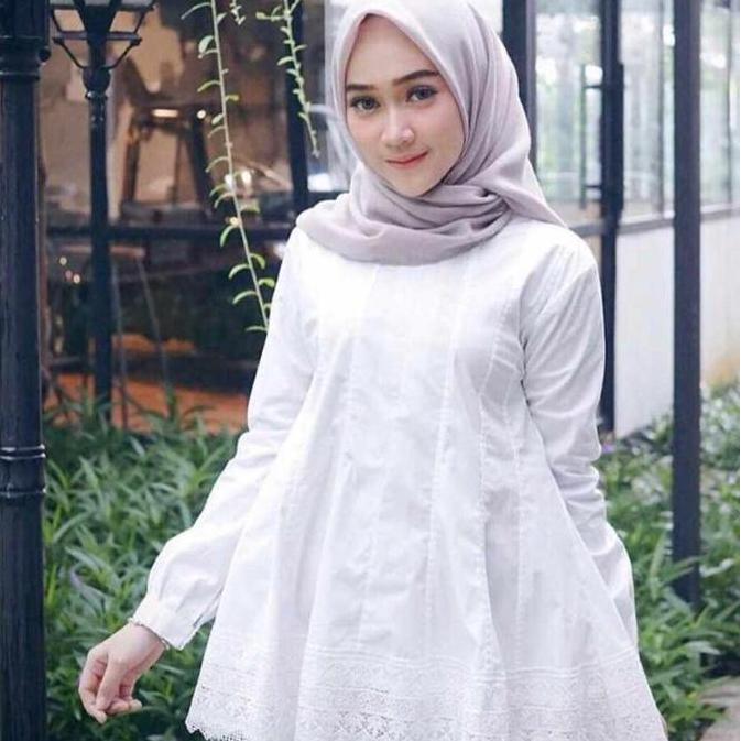 Pakaian Blouse Atasan Putih Wanita Kerja Casual Fashion Muslim Baju Putih Terlaris PNS  ( BS 03 ) Ka
