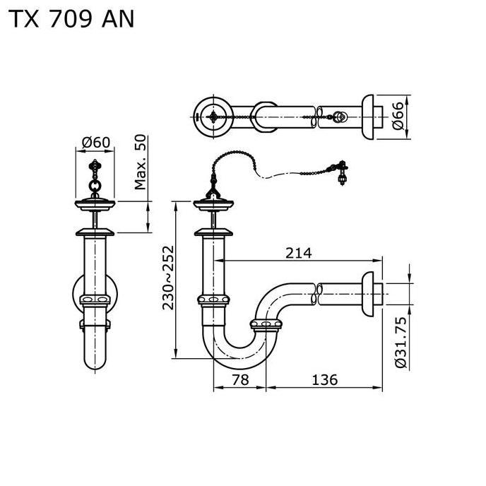 Ready Sifon TOTO TX709AN / Leher angsa TOTO TX709AN / P-trap TOTO TX709AN