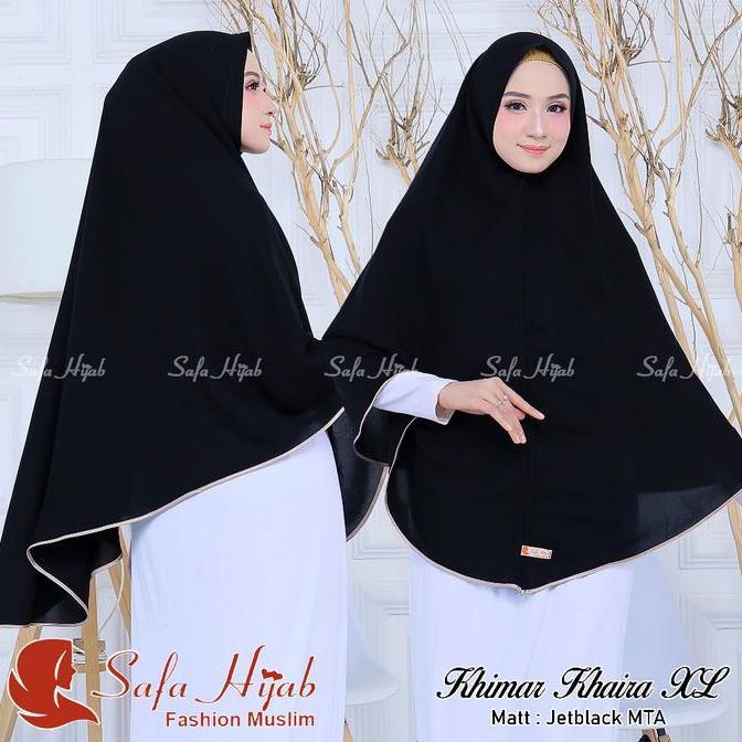 KHIMAR JUMBO Jetblack MTA Khimar Khaira list pita warna/polos super cantik pet dan non pet Jilbab Hi