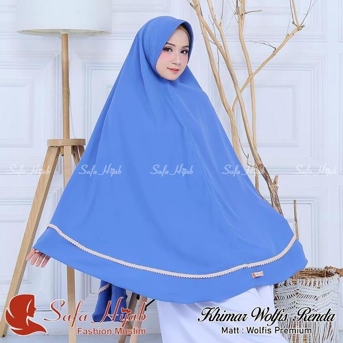 Khimar Wolfis syari Hijab Wolfis Renda syari Bergo wolfis syari Renda wolpeach premium Safa Hijab Mu