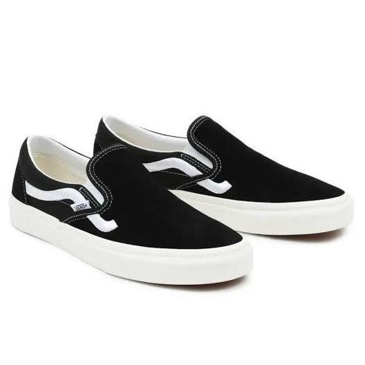 Vans Slip On Black White Side Stripe