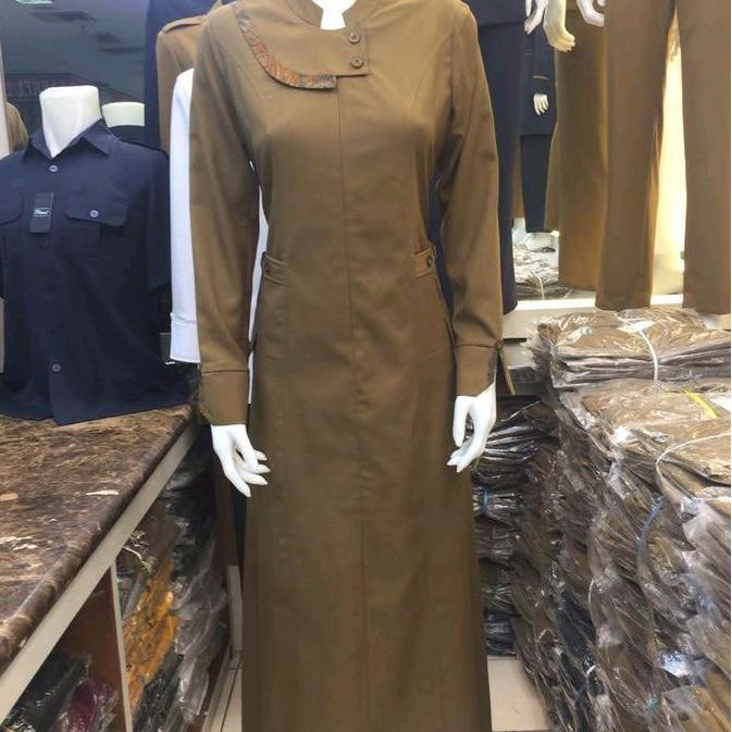 Gamis Coklat Tua Wanita/ Gamis Kerja Wanita Coklat Tua/ Gamis Kheki Wanita Coklat Tua Baju Muslim Dr