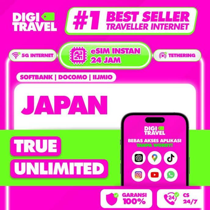 DIGI TRAVEL eSIM Japan True Unlimited | eSIM Jepang True Unlimited | eSIM Jepang | eSIM Roaming | In