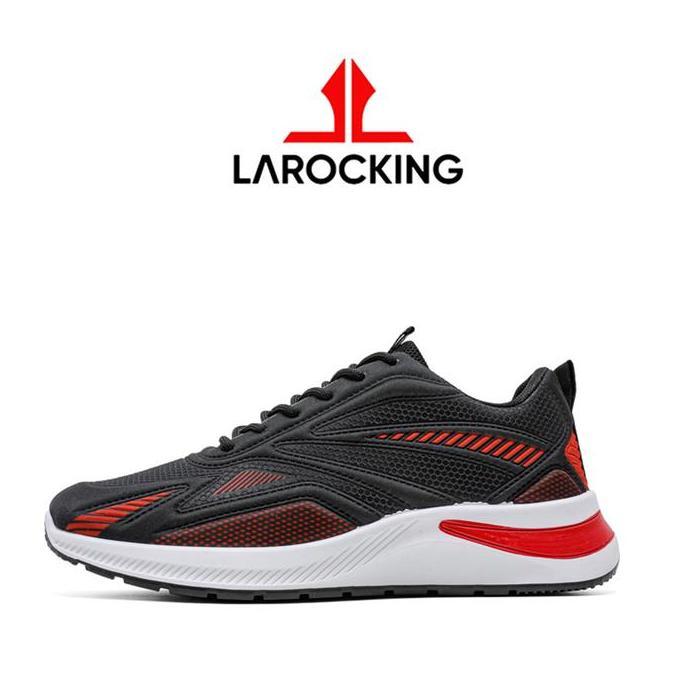 Larocking - Vega Hitam Merah | Sepatu Running Gym Shoes Abu Outdoor