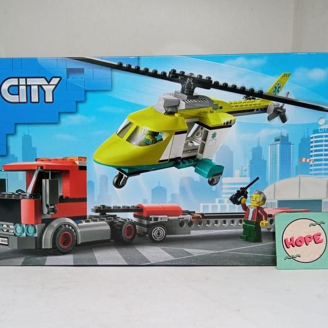 Mainan Brick City 60343 Great Vehicles Rescue Helicopter Transport Original