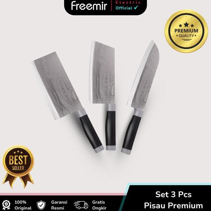 freemir Set Pisau 3 Pcs Daging Tajam Set Pisau Dapur Anti Lengket
