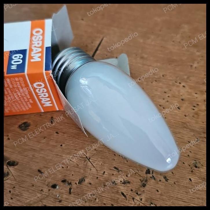 TERMURAH 1813 LAMPU PIJAR LILIN OSRAM CANDLE 60 WATT E27 CLEAR BENING KUNING 