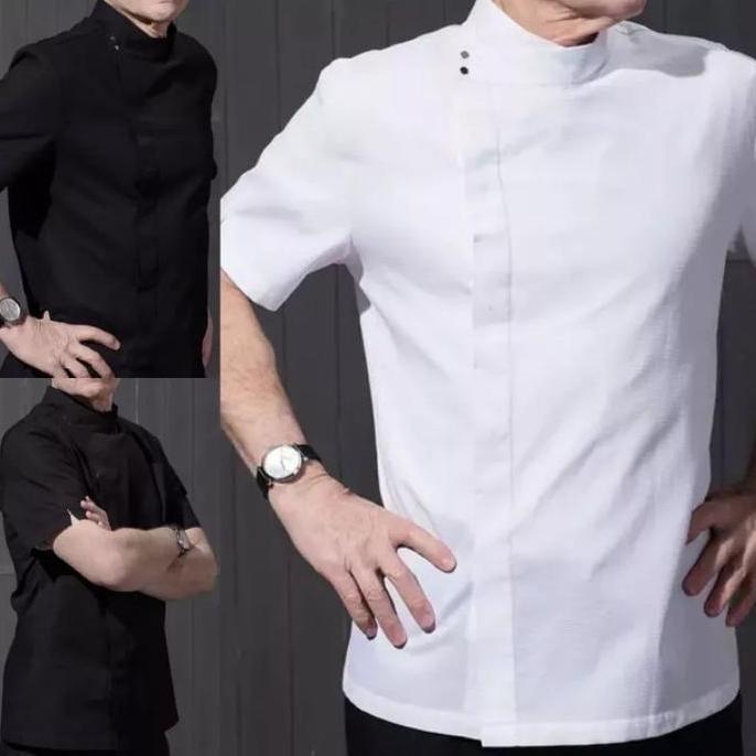 C04 seragam kerja baju chef baju koki cafe restoran /seragam hotel Atasan Pria Hitam Wanita Putih