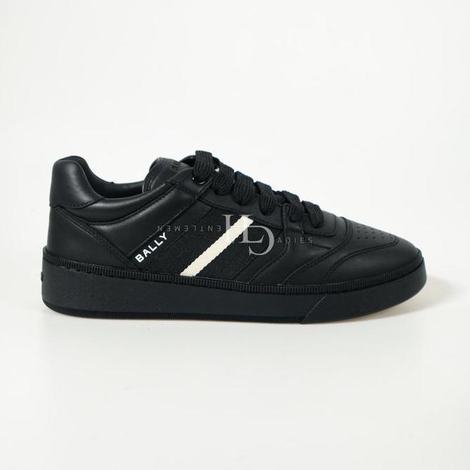 Bally Rebby Leather Sneakers Black with Black/White Stripe (MSKYVT179I9S1)