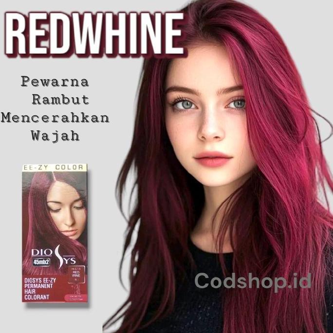 Letssist- Diosys Hair Color Redwhine Merah Maroon Burgundypewarna Rambut Permanen Tahan Lama 45Ml Ca