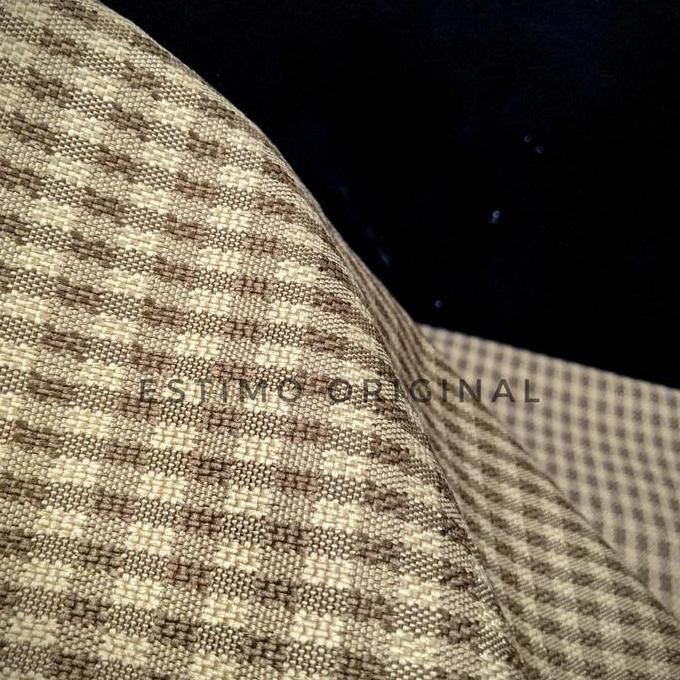 Jual Kain Jok Mobil Tartan Coklat Beige Tebal doff