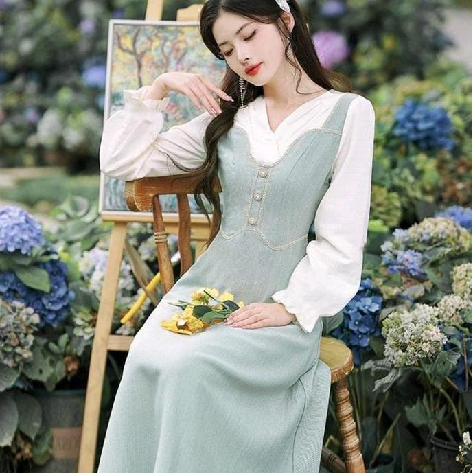 Xyxy- Missmoka Fiona Long Dress Gaya Vintage Klasik Eropa Dress Hijab