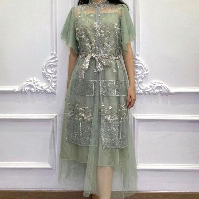 Xyxy- Nadeliene - Ravienna Dress 2In1 Pesta  Gaun Party Brukat Brokat Mewah Elegant Natal Kondangan 