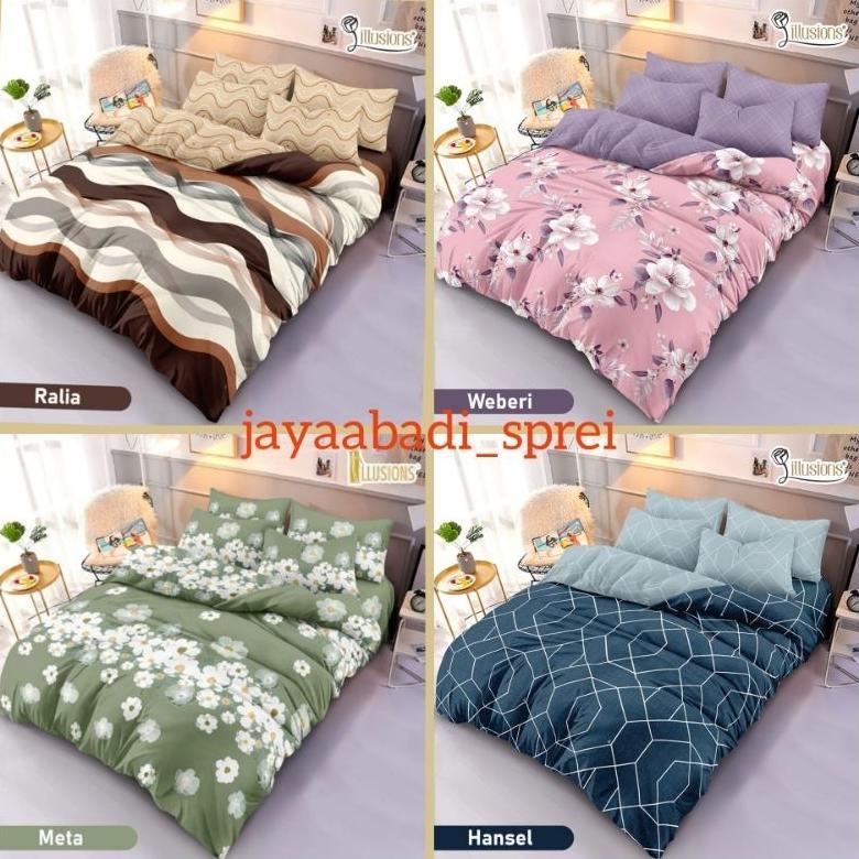 Bedcover Bed Cover Set illusions Flat (tanpa rumbai)