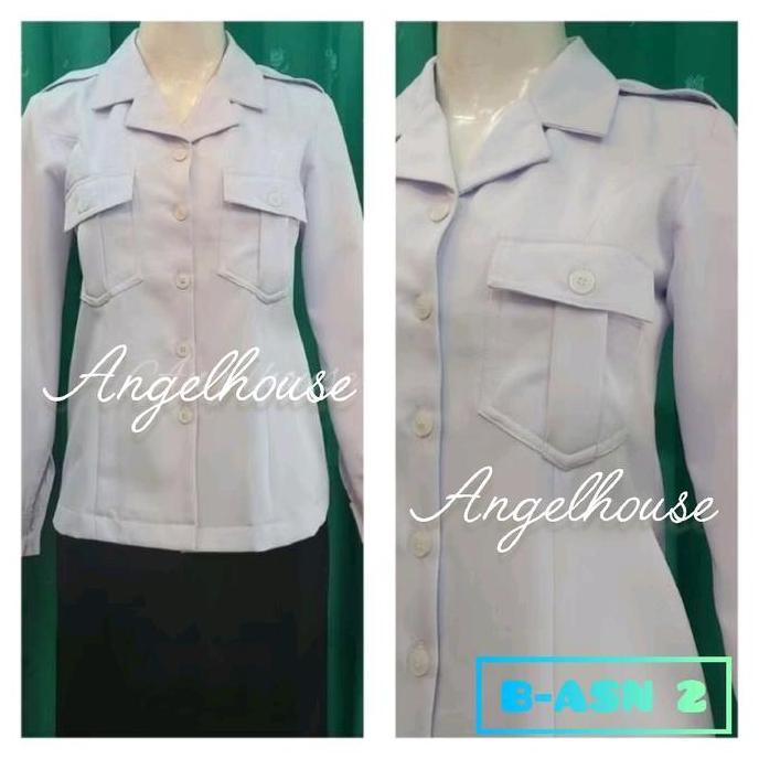 PREMIUM Seragam Dinas BAJU PDH PUTIH PPPK / ASN P3K/ ASN / PNS /GURU/DINKES PUTIH WANITA