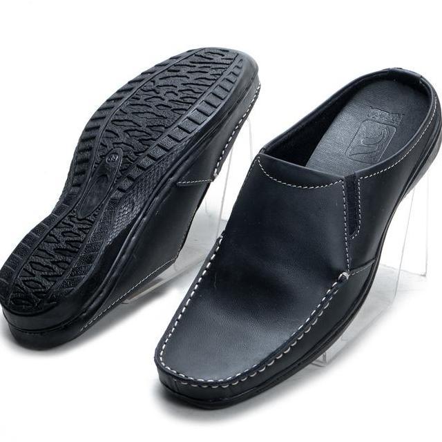 Sandal Slop Pria Bustong Kulit Rajut Moccasin Fordza Ar01