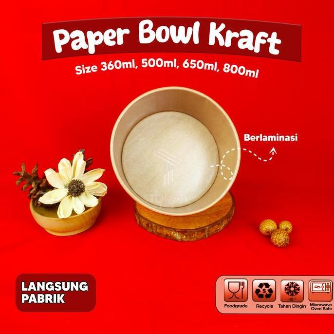 Terpopuler- Paper Bowl 650 Ml / Mangkok Kertas / Rice Bowl Paper 650 Ml