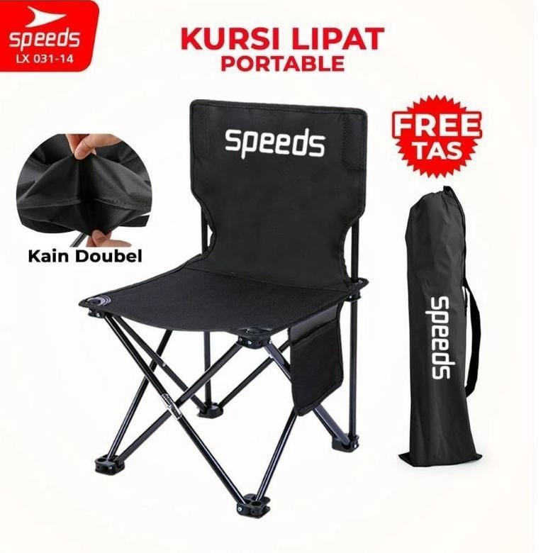 SPEEDS Kursi Lipat Portable Outdoor Camping Hitam- Kursi Lipat Folding Chair BISA COD