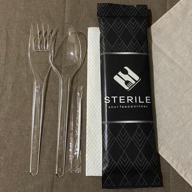 Terpopuler- Isi 100 Pcs Set Sendok Plastik Bening / Sendok Garpu Set Plastik Bening Premium