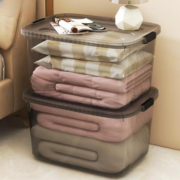 Xioxia- Box Penyimpanan Plastik Transparan Multifungsi Container Box Baju Mainan Buku Pakaian Besar