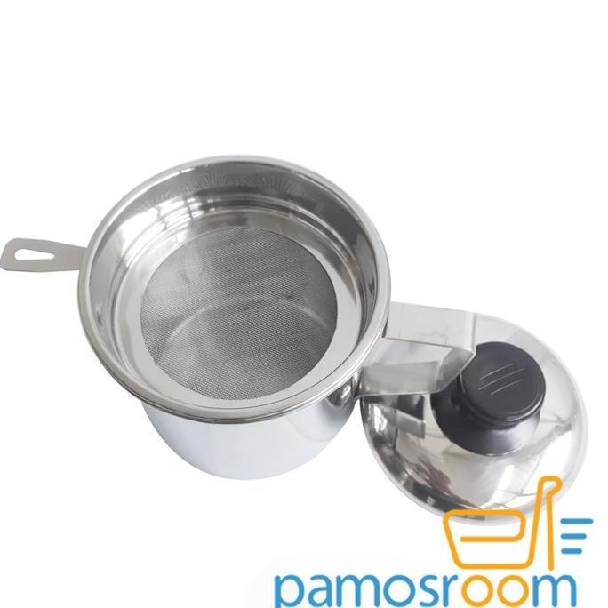 Cookwe- Pamosroom Oil Pot Stainless Steel 1100 Ml Wadah Minyak Goreng Bekas