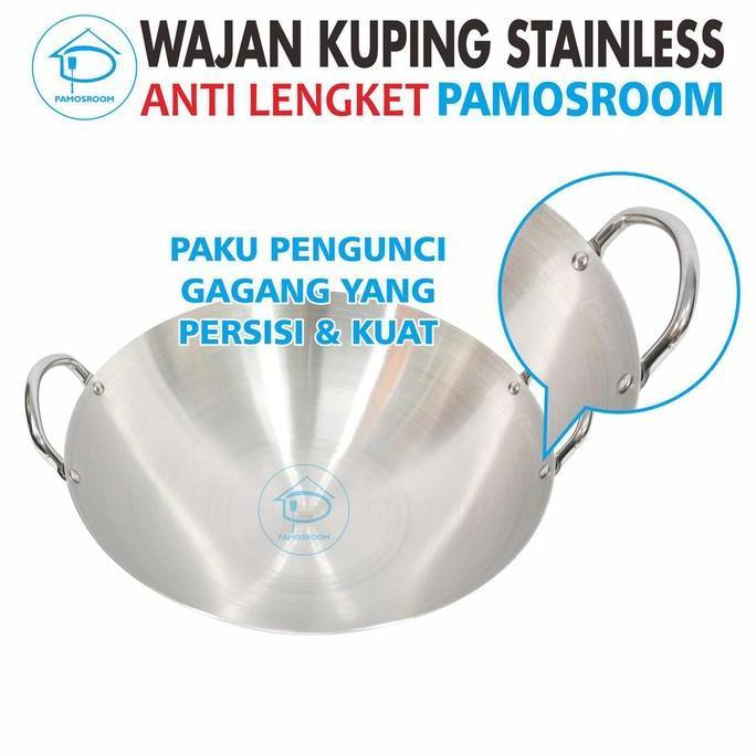 Cookwe- Calypso Wajan 43Cm Kuali Wajan Penggorengan Stainless Steel Ukuran 43Cm Anti Lengket