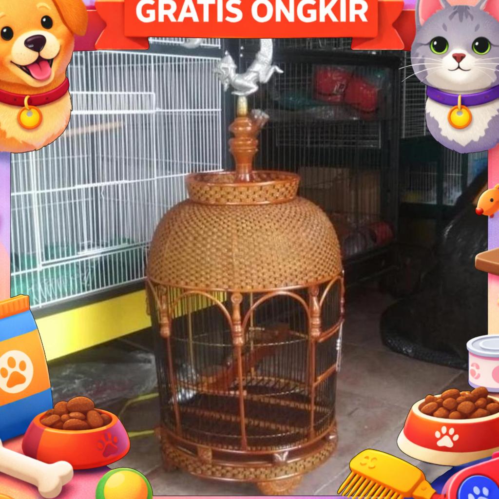 Kandang Burung Perkutut Rotan Anyaman Pelituran