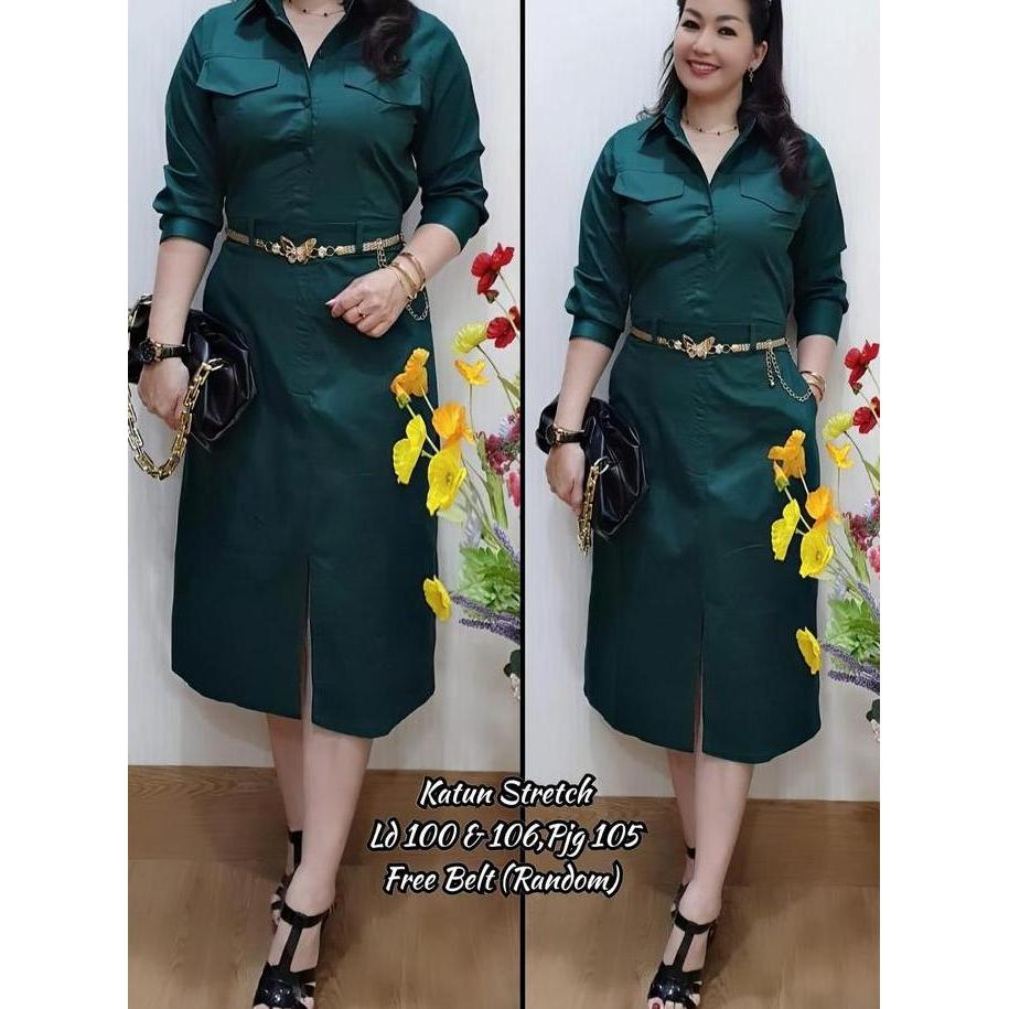 Xyxy- Dress Midi Katun Bangkok - Bonus Ikat Pinggang - Dress Pesta - Dress Casual