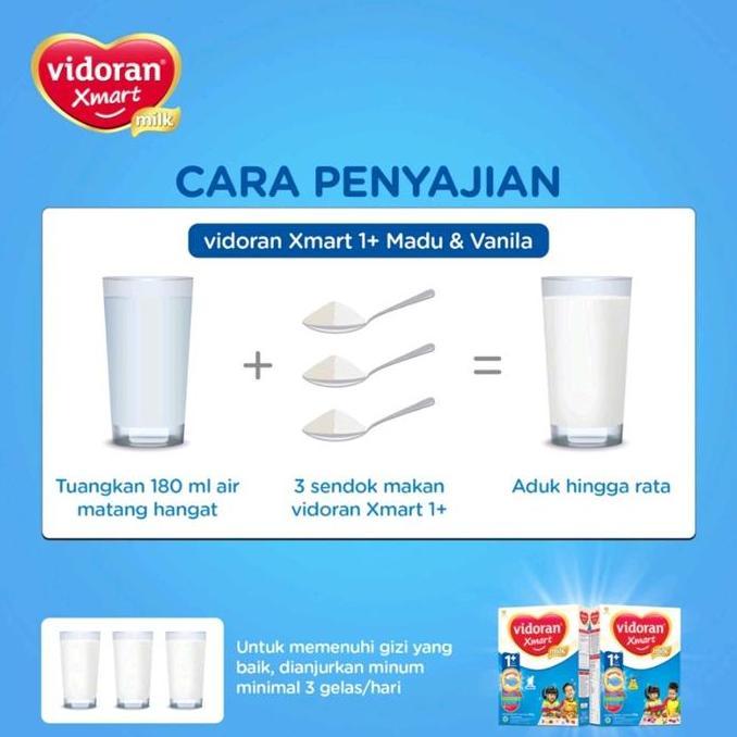 Cod,Bisa- (Harga 1 Pc) Vidoran Xmart 1+ 3+ Rasa Vanila Madu 925 Gr Susu Bubuk Bayi Bebas Gula Lactog