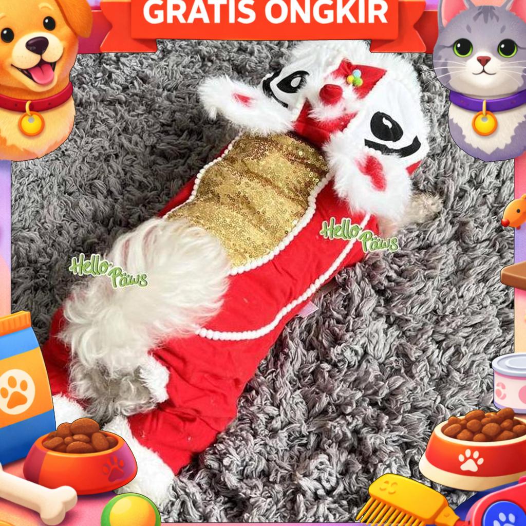 Hellopaws Dog Costume Barongsai - Baju Imlek Hewan Anjing Kucing