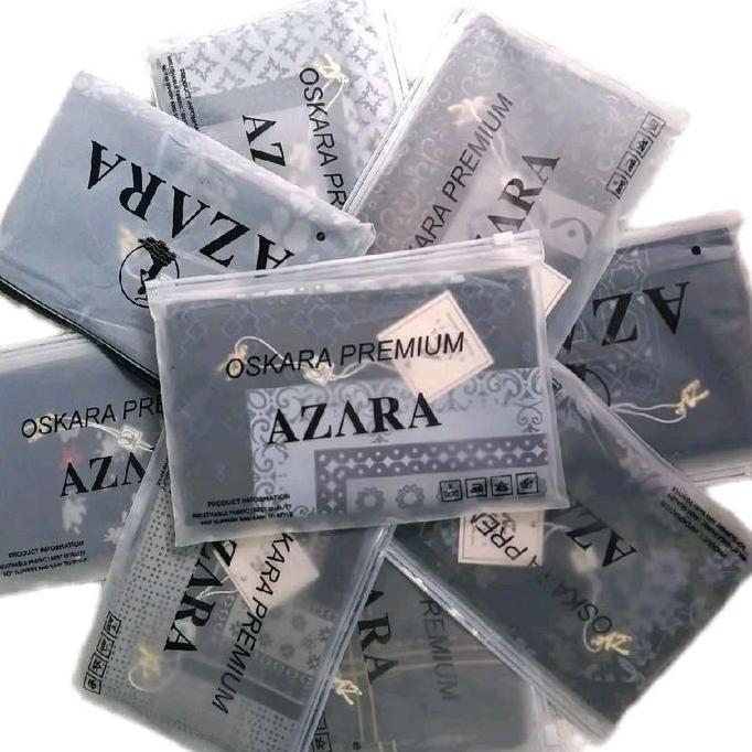 RANDOM 10 PCS  PAKET USAHA  AZARA VOAL MOTIF BLACK EDITION Metal Logo Kerudung Hitam Muslim  Square 