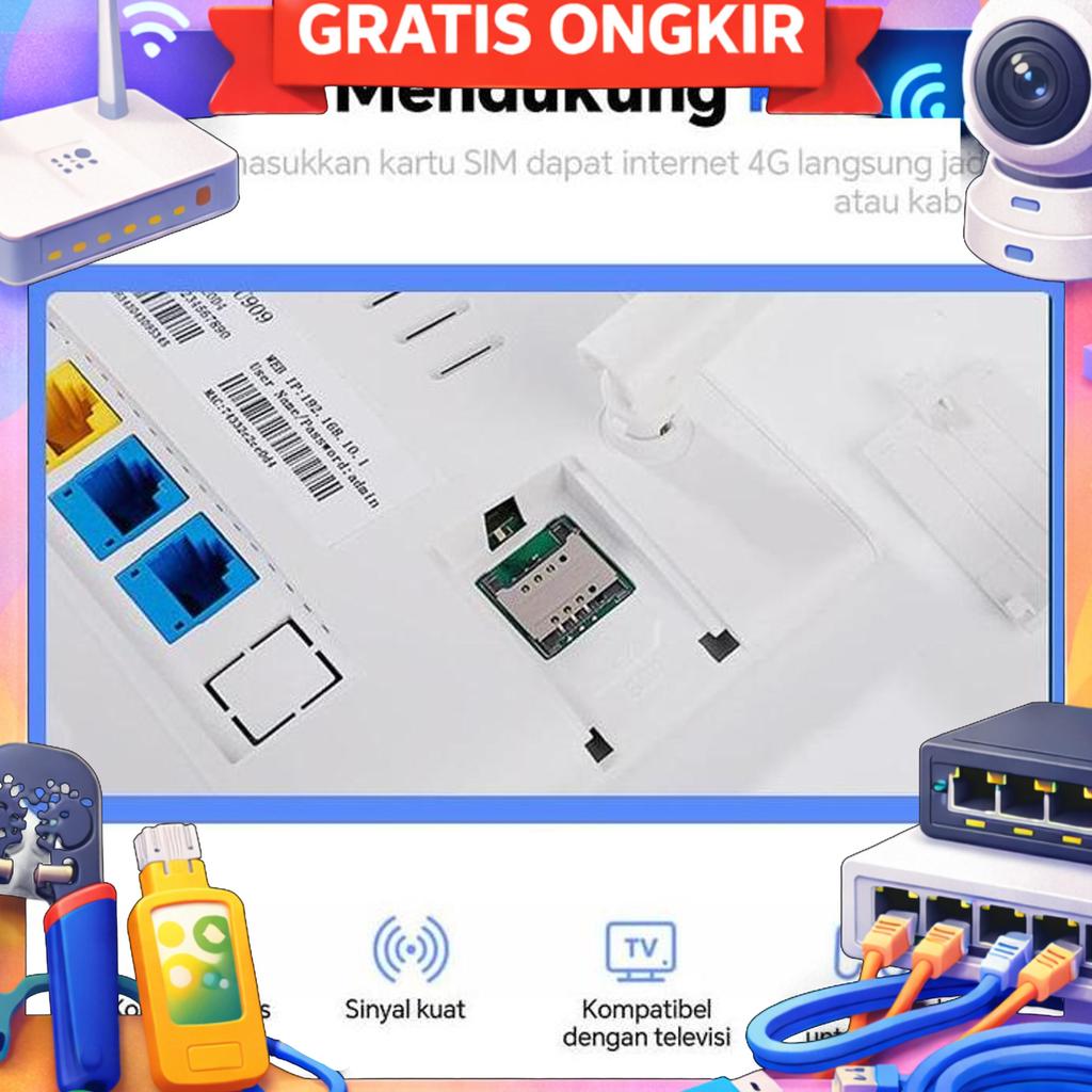 Wifi Router 4G Mendukung Kartu Sim, Koneksi Kabel Lan, Sederhana Dan Nyaman