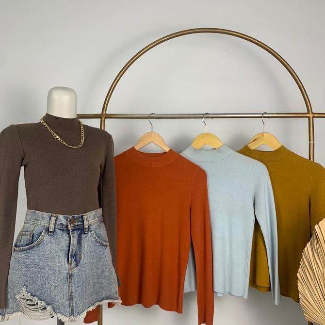 Fwbgy- Ajw [Tc] Atasan Rajut Turtleneck Wanita Lengan Panjang | Iner Rajut Turtleneck Knit | Baju Da