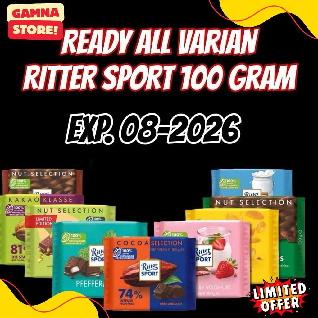 [Beli 3 Gratis 1 Snicker] Ritter Sport Chocolate 100Gr Varian Favorite/Coklat Sultan Premium Asal Je