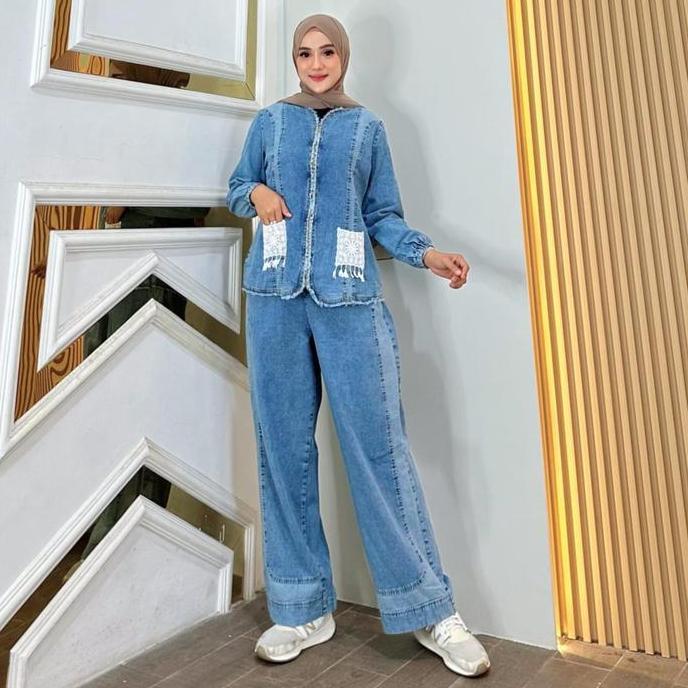 ORIGINAL Ayana One Set Jeans Celana Fashion Muslim Wanita Kekinian