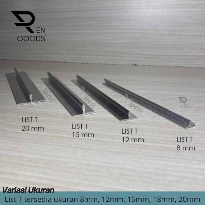 Blokx- List Lis T Penutup Celah Frame Edging Alumunium Variasi 20 15 12 8 Mm